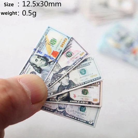 1:12 Dollar KRW Ticket Mini Fake Money Dollhouse Miniature Scene Model Banknotes Prop Dollar Bills Artificial Money Decoration