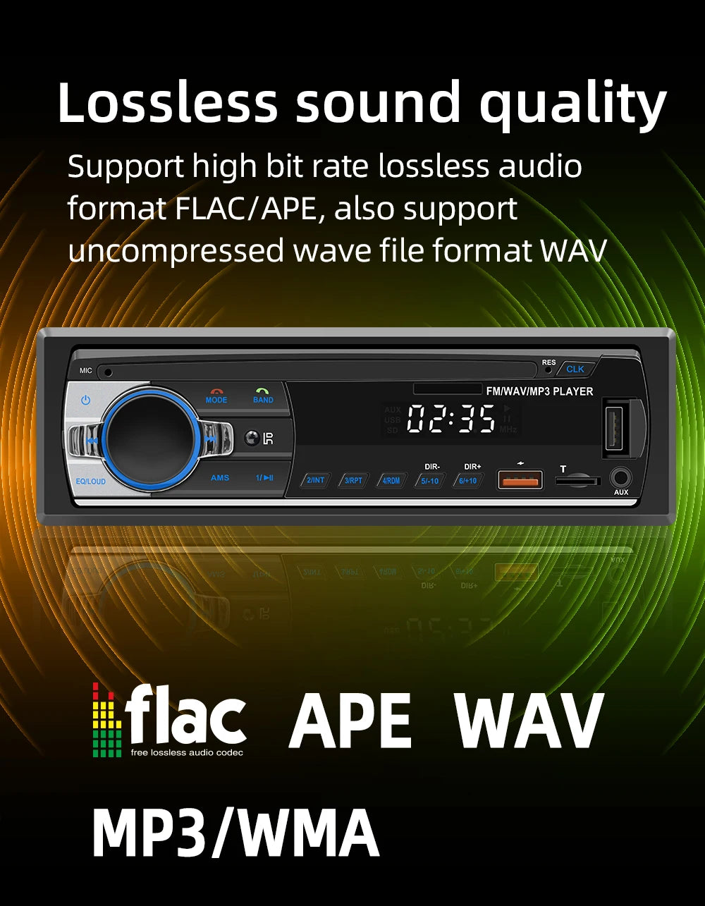 Car MP3 player FM radio AUX input Bluetooth connection Stereo playback Power off memory JSD 520 530