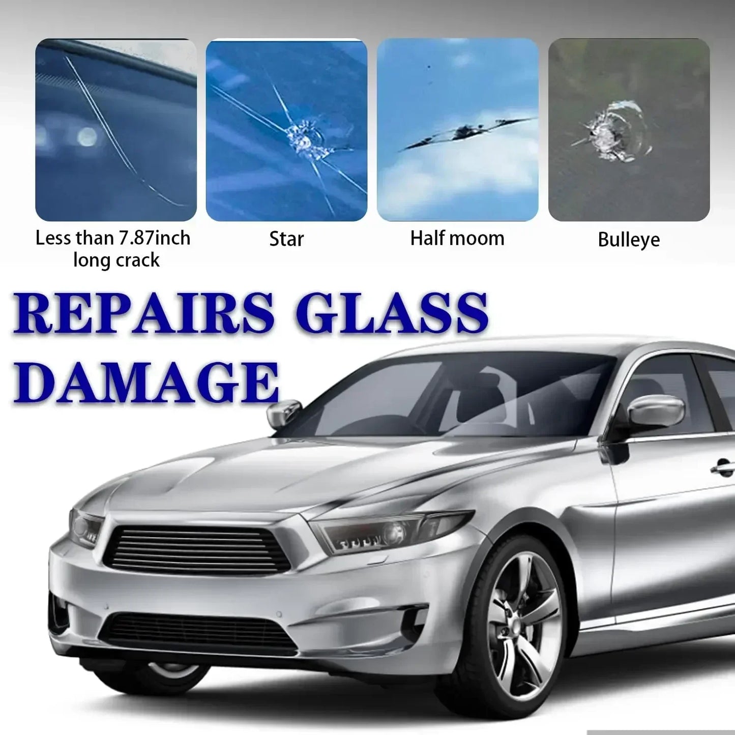 Windshield Repair Kit for Glass Automotive Glass DIY Windscreen Tool for Fixing Chips Cracks Star-Shaped Crack Nano Fluid Filler