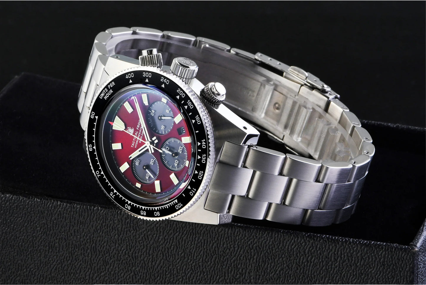 Tactical Frog Chronograph Watch Sapphire Crystal Mirror Ceramic Bezel V2 Solar VS75A Eco-Drive Quartz 20Bar Luminous Mens Watch