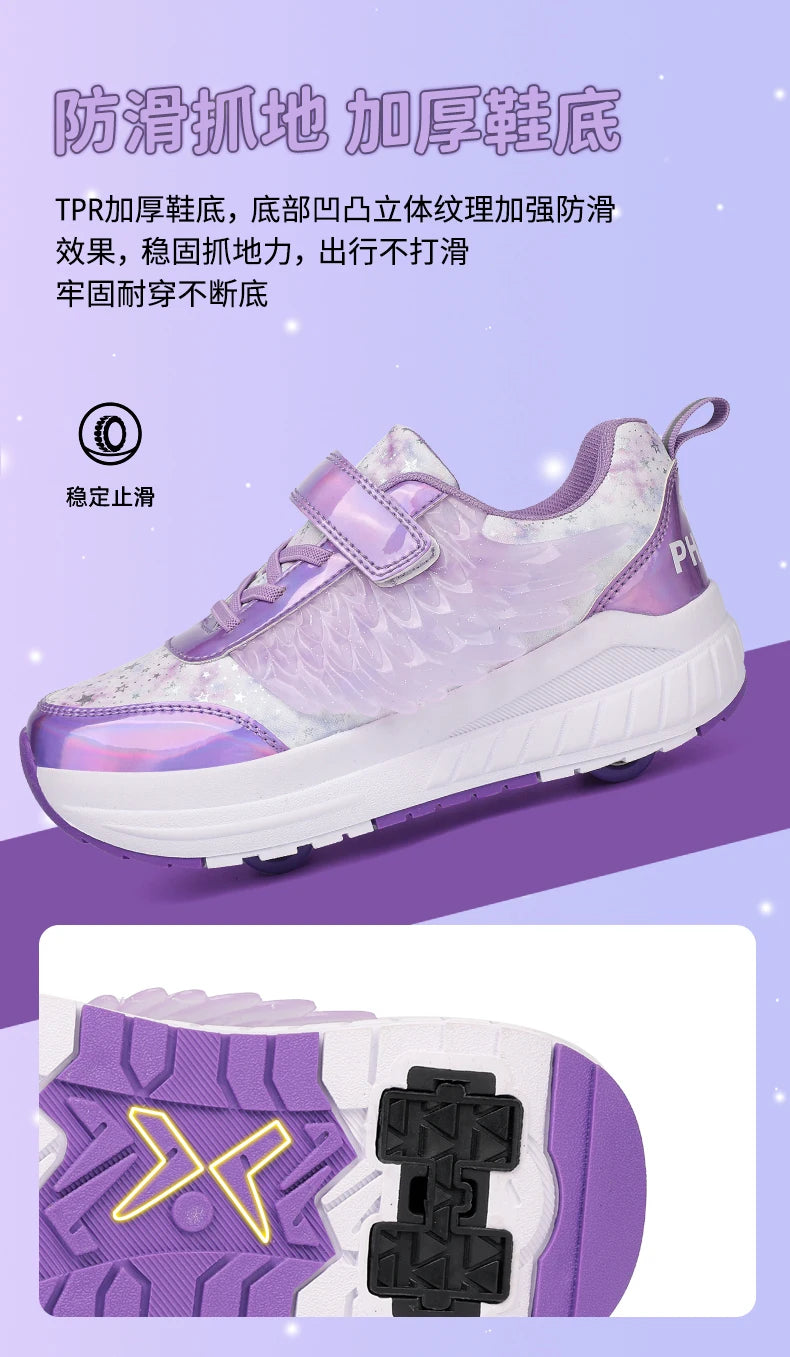 Kids Roller Skate Shoes Snickers With 4-Wheels Children Rollerskates Fashion Outdoor Sports Shoes Girls Boys Gifts