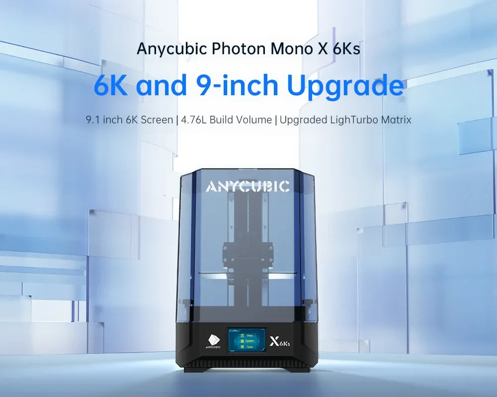 ANYCUBIC Photon Mono X 6Ks LCD 3D Printer 9.1'' 6K Large Screen 3D Printing 4.76L Dental Casting UV Resin SLA 3d Printer