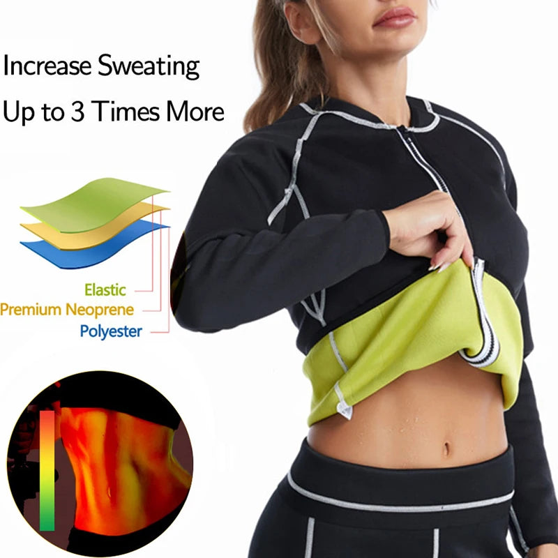 Sauna Slimming Tops Neoprene Sweat Thermal Suits Women Shirts With Sleeves Weight Loss Body Shaper Waist Trainer Shapewear