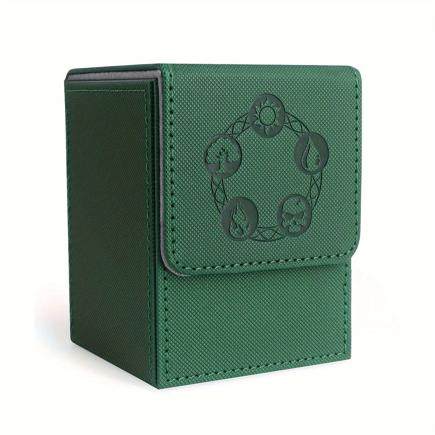 MTG Card Deck Box, Copyrighted Design，Fits 100+ Single Sleeved Cards, Magnetic Closure PU Leather Card Box for TCG Cards
