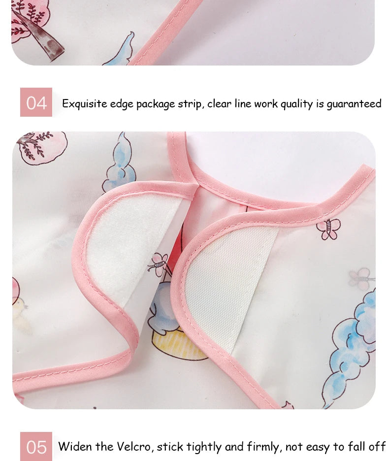 Baby Food Overalls Waterproof and Dirt-proof CHILDREN'S Apron Bib Spring and Autumn Girl Treasure Boy Baby Wash Back Wear Protec