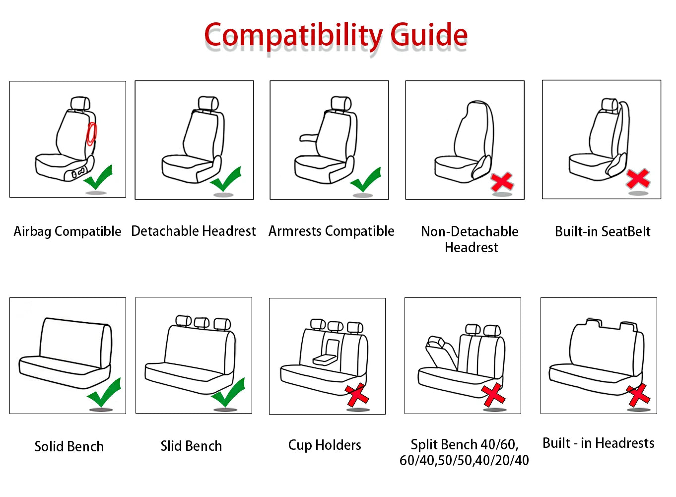AUTO HIGH Universal Auto Seat Covers Full Set for Car Truck SUV Van Polyester Front & Rear Protector