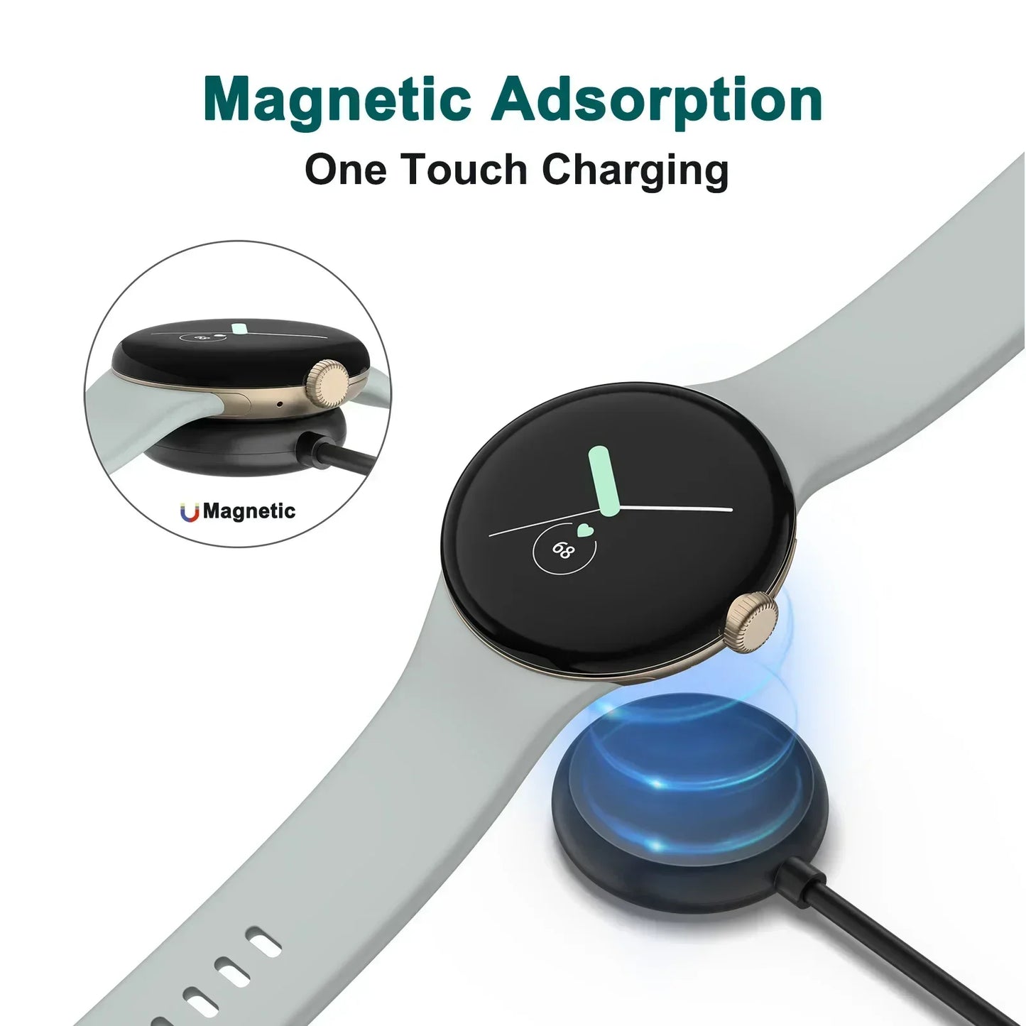 For Google Pixel Watch 1 USB-C Charger Smartwatch Charger Cable Fast Charger Replacement Charger 1 Meter