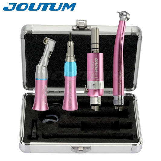 Dental High & Low Speed Handpiece Kit Straight Contra Angle Single Water Spary Air Turbine 4 Hole 2 Hole Pink Color Lab