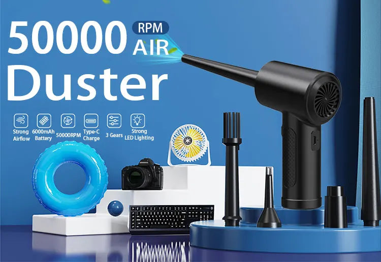 50000 RPM Compressed Air Duster Cordless Portable Rechargeable Wireless Electric Air Keyboard Electronics Cleaner Dust Blower