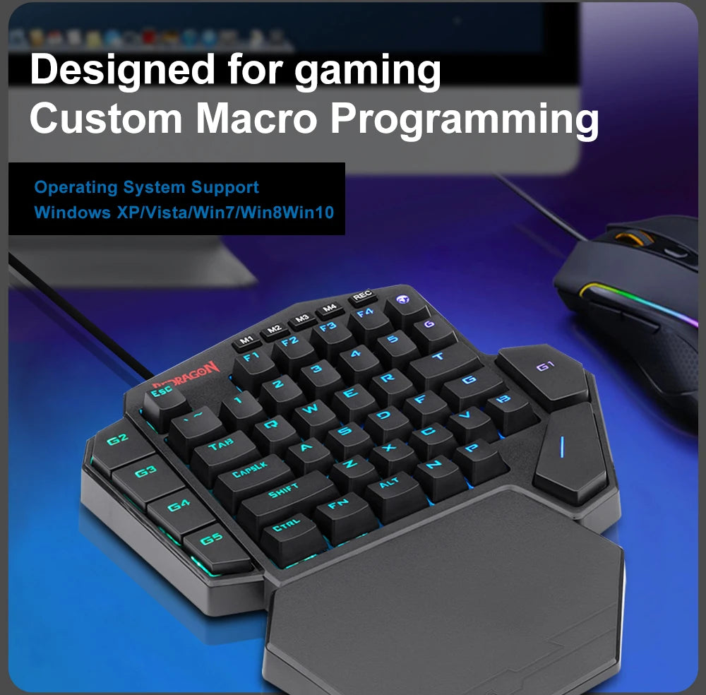 REDRAGON DITI K585 RGB 42 Key One-handed USB Mechanical Gaming Wired Keyboard Blue Switch 42 Keys Gamer for Computer PC Laptop