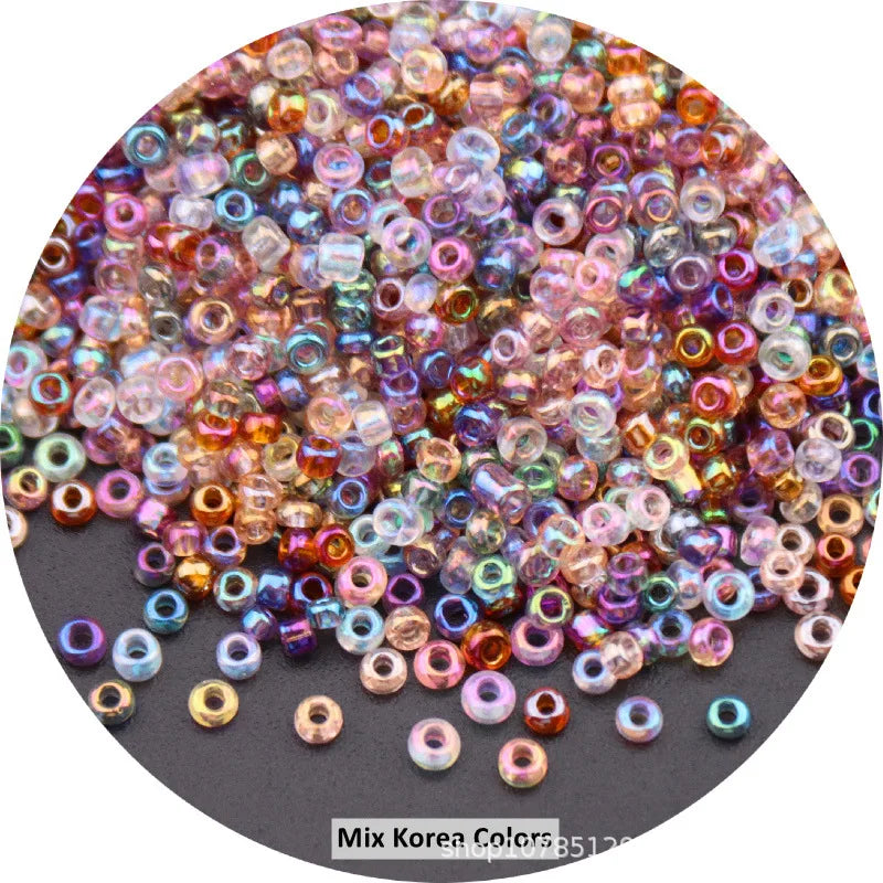 1.5mm 2mm 3mm 4mm Cezch Clear AB Colorful Glass Beads 15/0 12/0 8/0 6/0 Loose Seedbeads for Needlework Jewelry Making DIY Sewing