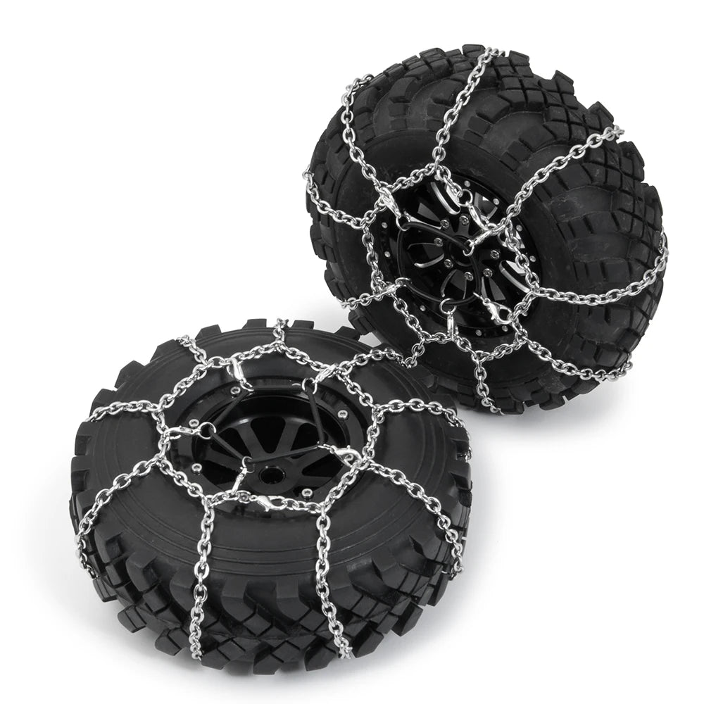 MIBIDAO 2/4pcs Metal Wheel Tires Snow Chain Anti Skid Safety Snow Chain for 1/10 RC Rock Crawler TRX4 TRX6 Axial SCX10 90046 D90