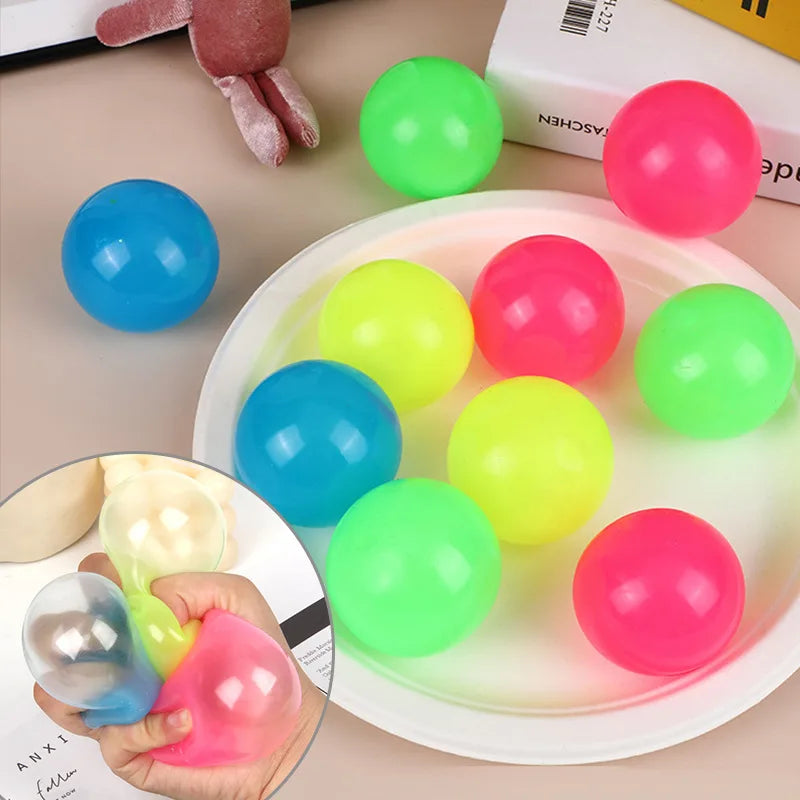 Luminous Balls High Bounce Glowing Ball Sticky Wall Home Party Decor Kids Adult Gift Anxiety Stress Relieve Toy 4.5cm