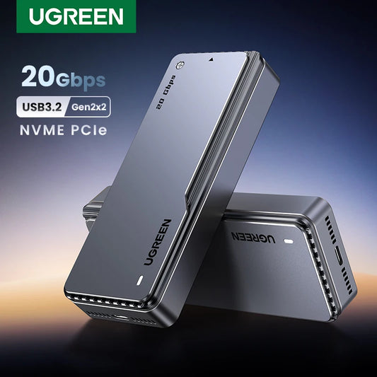 UGREEN 20Gbps NVMe SSD Case SSD Enclosure M.2 to USB3.2 Gen2x2 SSD Adapter for M.2 NVME PCIE Built-in Cooling Vest Aluminum Case