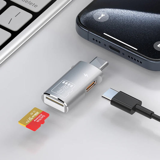Type C 3.1 High Speed Micro SD TF Memory Card Reader for iPhone 15 Huawei Mobile Phone PD Charging Dongle Charger Cable Adapter