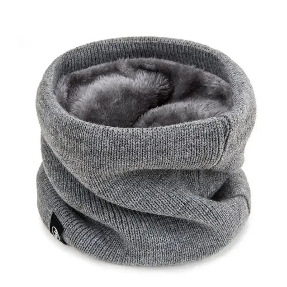 Winter Warm Knitted Ring Scarf For Women Men Plush Full Mask Tutdoor Cashmere Solid Snood Neck Scarves Thick Bufanda Muffler