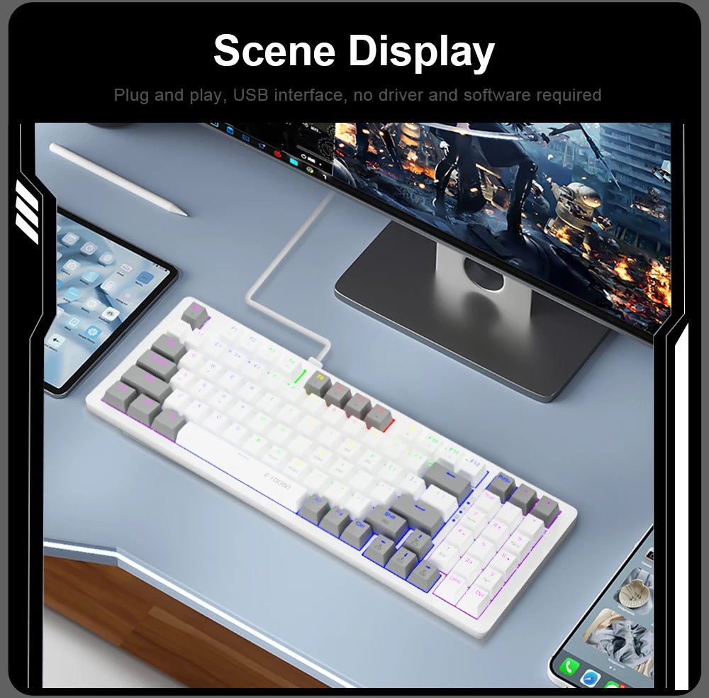 E-YOOSO Z94 USB Mechanical Gaming Keyboard Wired Monochrome Backlit 94 Key Russian Brazilian Portuguese for Compute Laptop PC