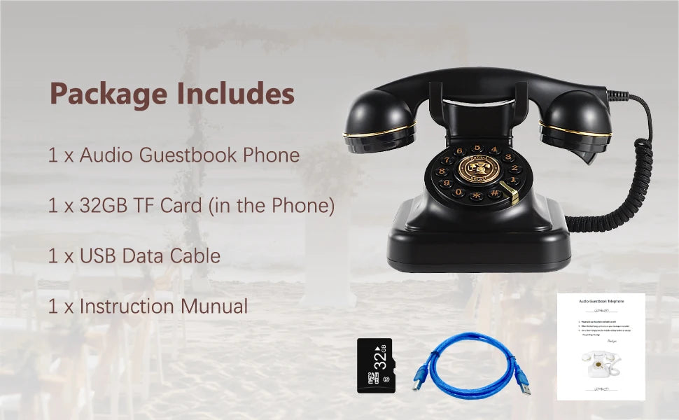 Audio Guest Book Wedding Phone Vintage Style Audio Message Voicemail for Graduation Retirement Party Birthdays Baby Shower