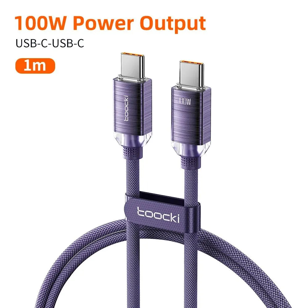 Toocki USB Type C to Type C Cable 100W Fast Charging for iPhone 15 Pro Max MacBook Samsung Galaxy Huawei Xiaomi Oneplus POCO