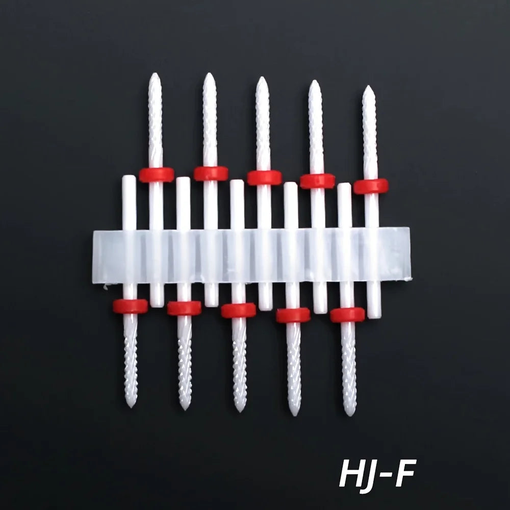 10pcs Ceramic Nail Drill Bits Set, Electric Manicure & Pedicure Milling Cutter, For Nail Polishing Machine