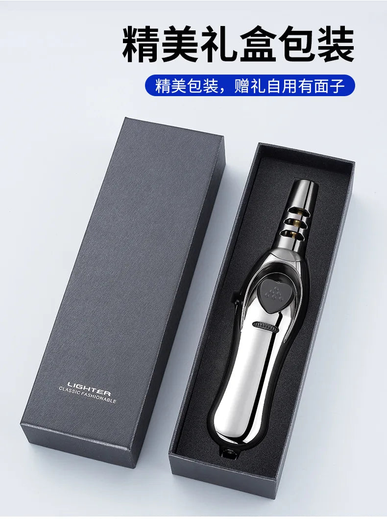Triple Burner High Power Spray Gun Lighter Windproof Flame Refillable Butane Gas Moxibustion Cigar Outdoor BBQ Kitchen Igniter