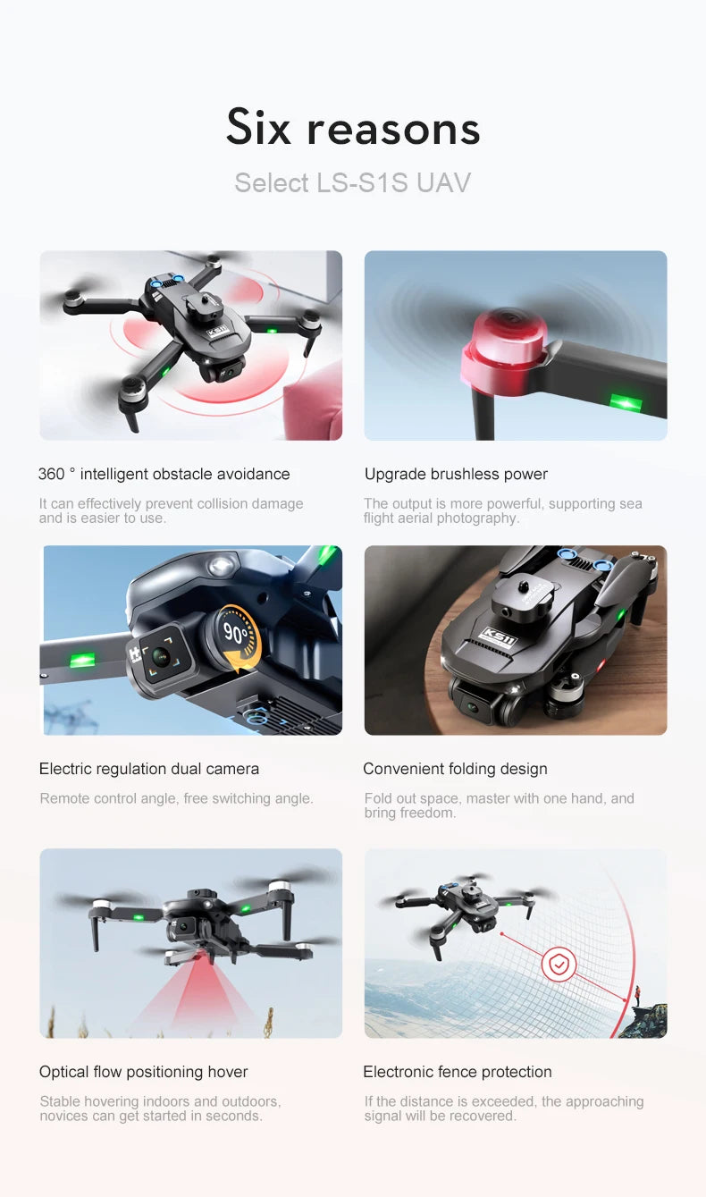 New LS KS11 Mini Drone 4K Professional Dual Camera Obstacle Avoidance Optical Flow Positioning Brushless RC Dron Quadcopter