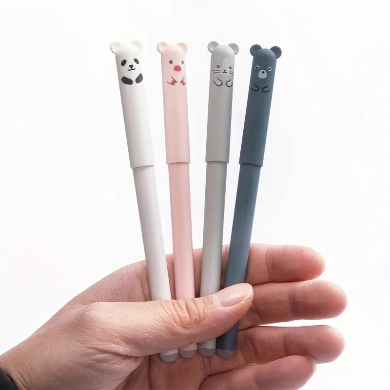 Creative Cat Bear Animal Erasable Gel Pen 0.5mm Washable Handle Magical Eraser Pen Blue/Black Ink Refills Rod Writing Stationery
