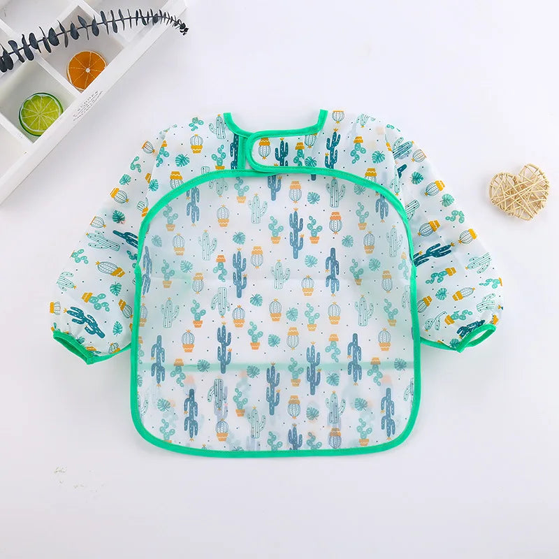 Cute Baby Bibs Waterproof Long Sleeve Apron Children Feeding Smock Bib Burp Painting Drawing Soft Toddler Clothing Bandana Bibs