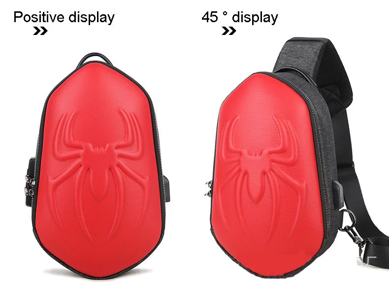 Running Chest Bag for Men USB Charging Fashion Streetwear Sling Pack Crossbody Motor Cycling Backpack for College Student Unisex