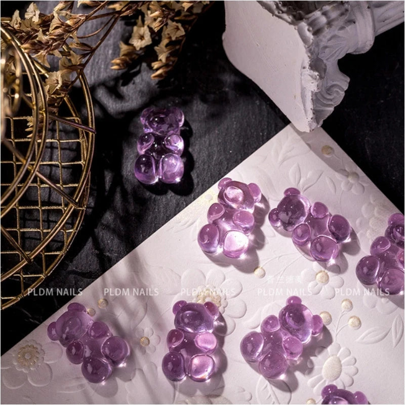 50pcs 3D Cartoon Jelly Bear Nail Art Resin Charms Rhinestones Kawaii Accessories Press on Nails Decorations DIY Supplies Parts