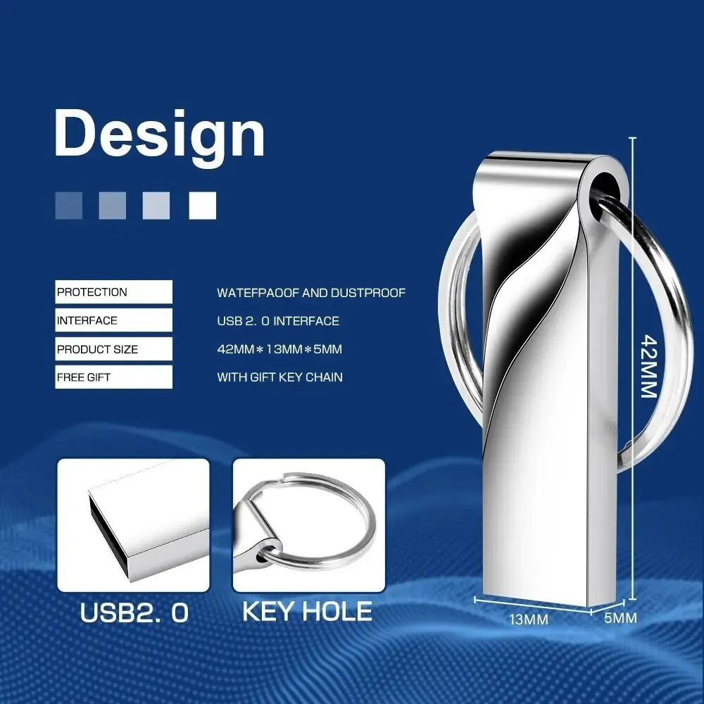 Rose Golden USB Flash Drive 64GB High Speed Memory Stick Free Key Ring Pen Drive 32GB Creative Gifts Pendrive Silver U Disk