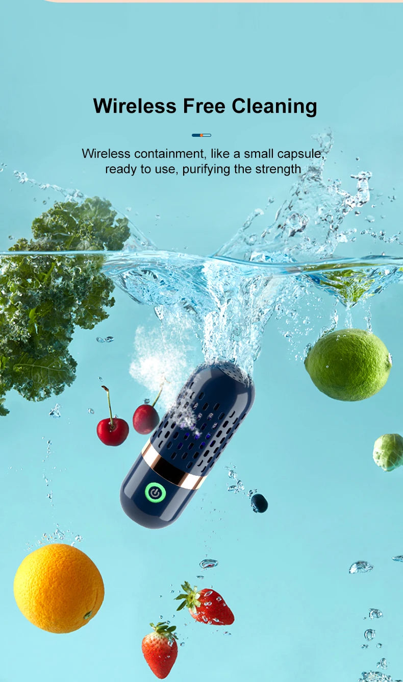 Fruit Vegetable Washing Machine Capsule Shape Wireless Food Purifier Household Pesticide Disinfection Vegetables Cleaner Machine
