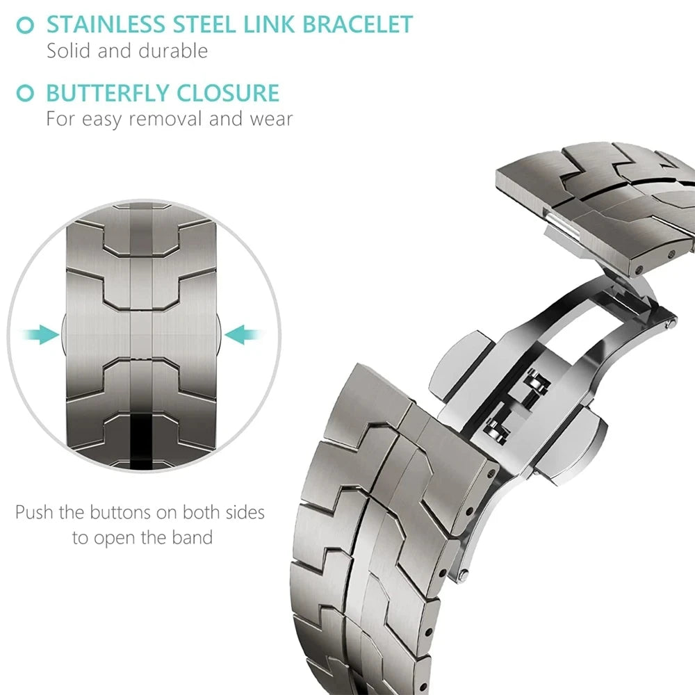 Stainless Steel Strap For Apple Watch Series 11 10 9 8 SE 3 46mm 45mm 42mm 44mm Metal Bracelet Band For iWatch Ultra 3/2/1 49mm