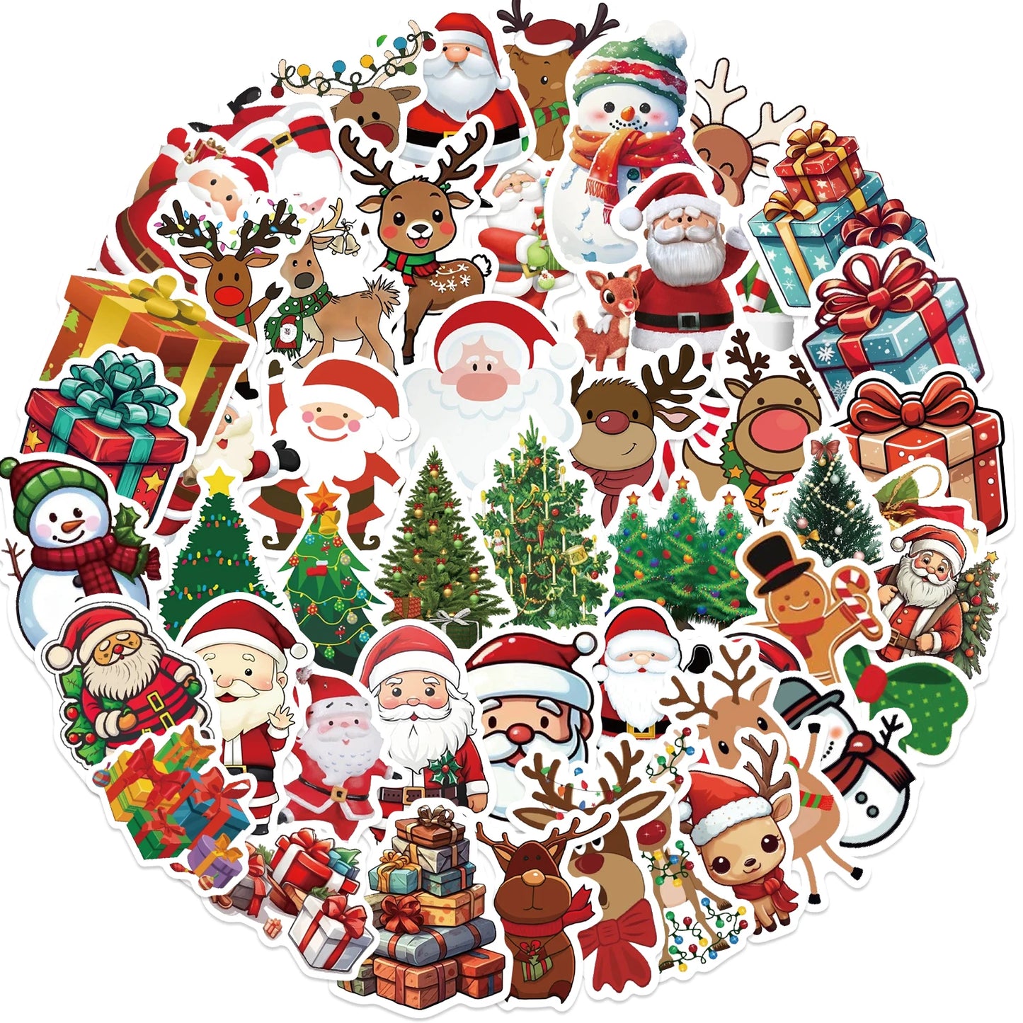50PCS Kawaii Cartoon Christmas Art Aesthetic Stickers Pack for Kids Toy Diary Laptop Scrapbook Decoration Graffiti Sticker
