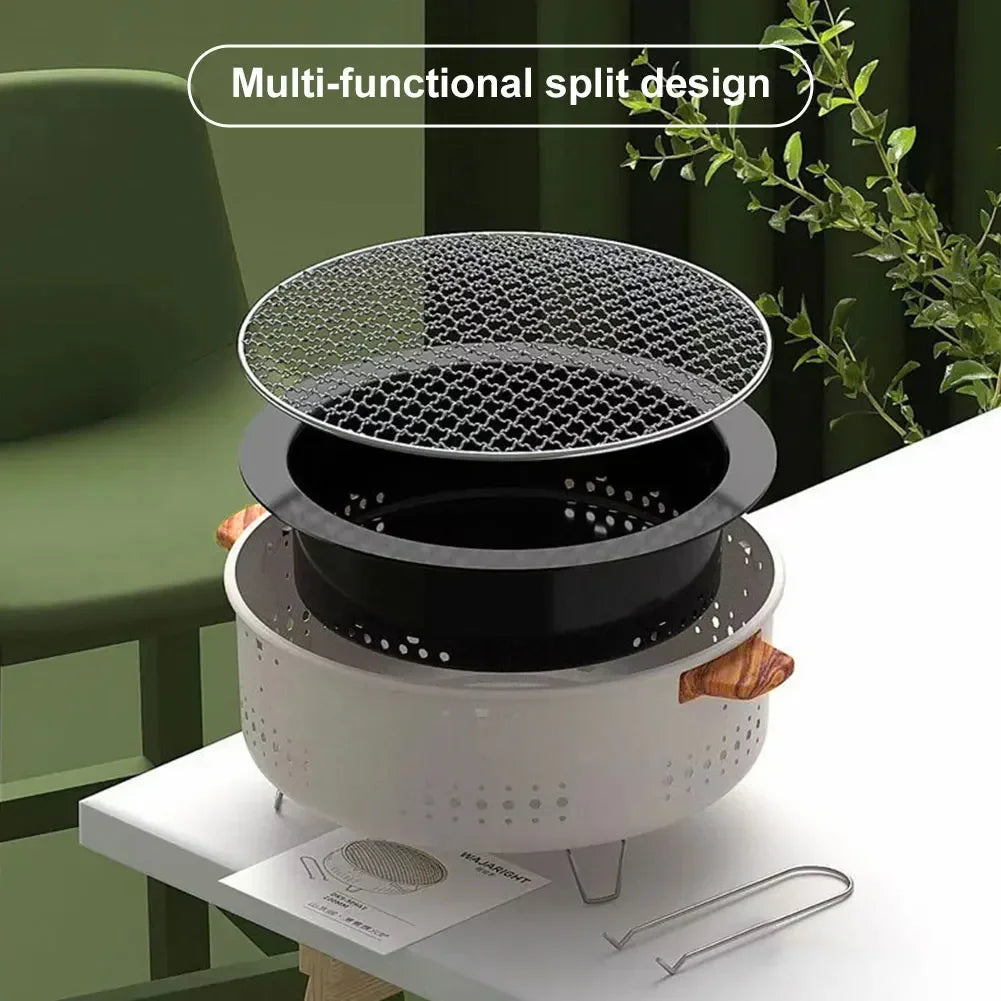 Round Barbecue Stove 1/3pcs Portable Removable Grilling Net Charcoal Oven Stainless Steel Bracket Outdoor Camping VIE LENTE