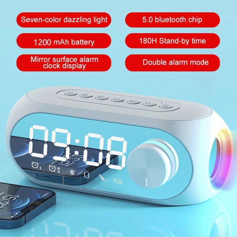 Alarm Clock Radio FM Bluetooth Speaker Portable Subwoofer Caixa De Som Sound Box Music Wireless Mini Woofers Bocina Lamp Column