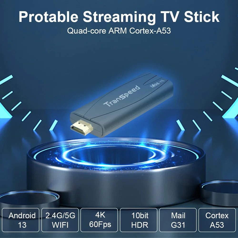 Transpeed TV Stick Android 13 ATV With TV App 4K 3D TV Box 2.4G&5G Voice Assistant Control