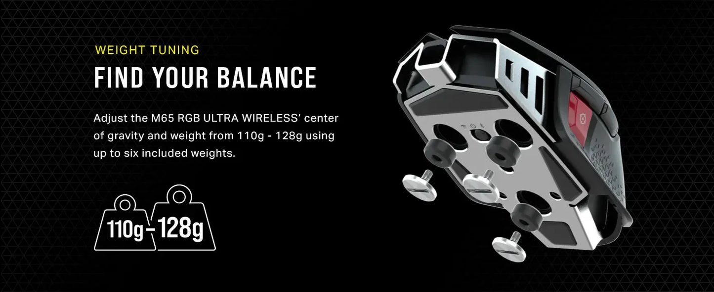 Corsair M65 RGB Ultra Gaming Mouse All New M65 Series Black/White26,000 DPI Optical Sensor, Optical Switches, AXON Hyper-  Mouse