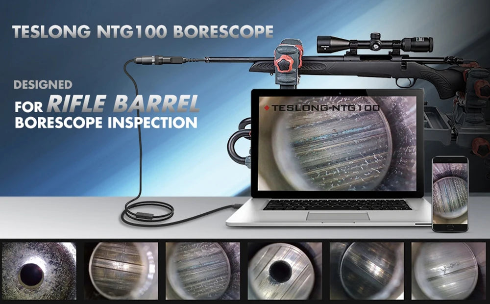TESLONG NTG100 5mm Diameter Rifle Borescope Camera Digital Hunting Cleaning Scope for Above 20 Caliber