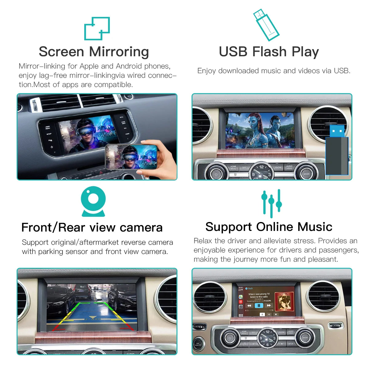 AUTOABC  Wireless Carplay Android Auto Fits For Land Rover Jaguar Bosch Discovery4 Evoque Freelander2 XE XF XJL Mirroring