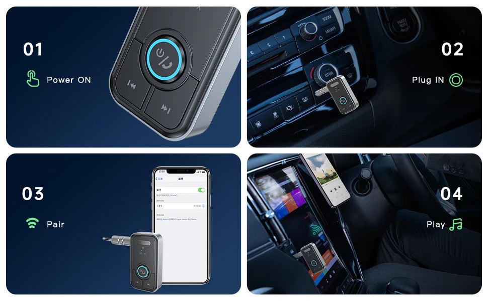 Bluetooth 5.3 Car AUX Audio Adapter Receiver Transmitter AUX  Wireless Audio Adapter 3.5mm Jack for Car Earphones TV Speakers