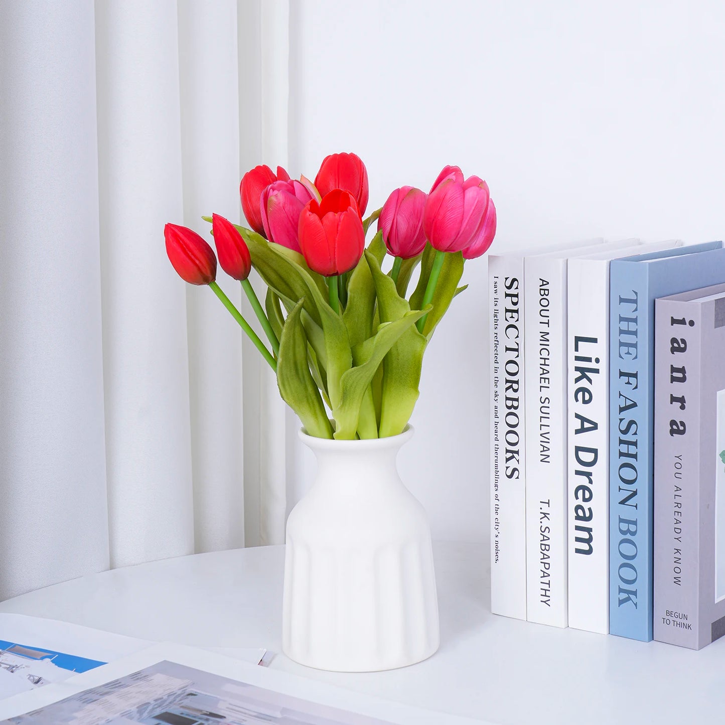 5pcs Artificial Tulip Bouquet Silicone Fake Flowers Party Decoration Living Room Table Centerpiece Floral Arrangement Decoration