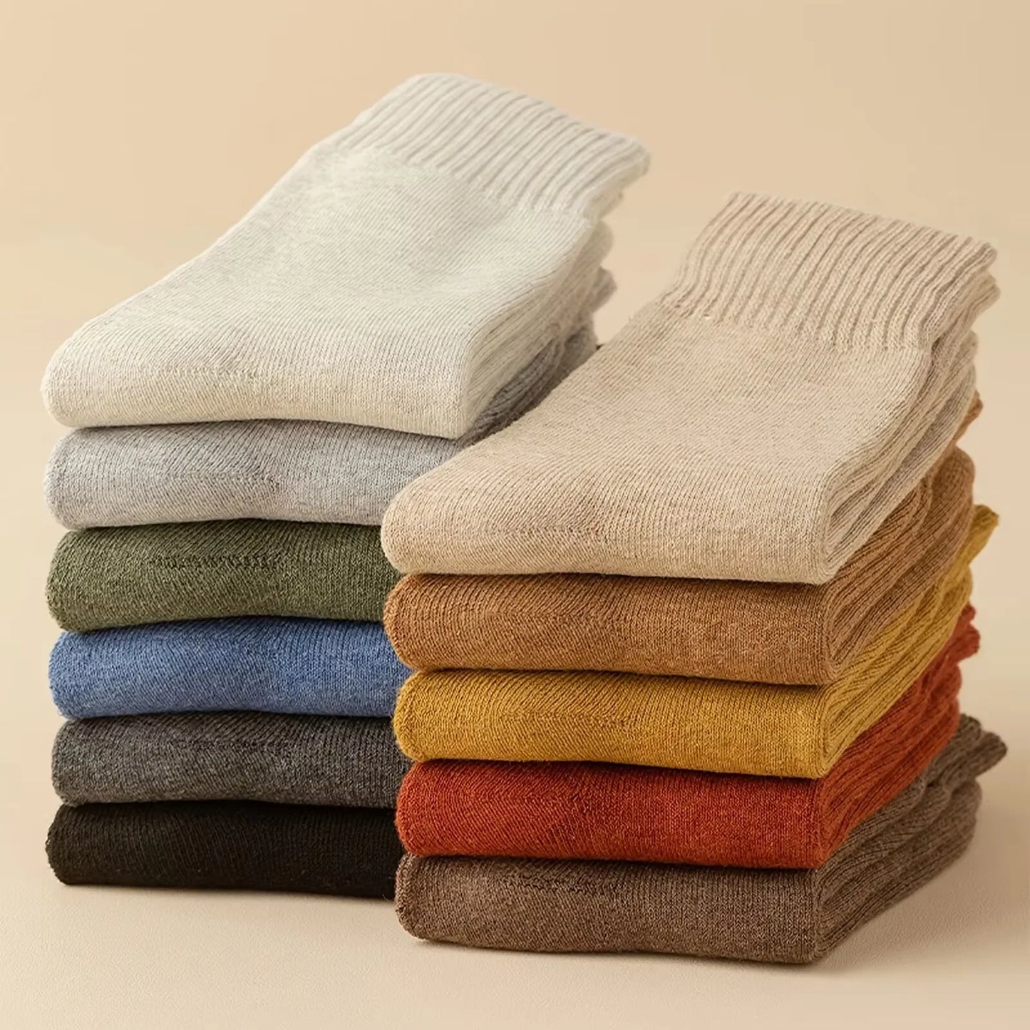 4 Pairs Of Men's Vintage Striped Crew Socks, Thermal Breathable Comfy Socks For Men's Wearing, Autumn & Winter