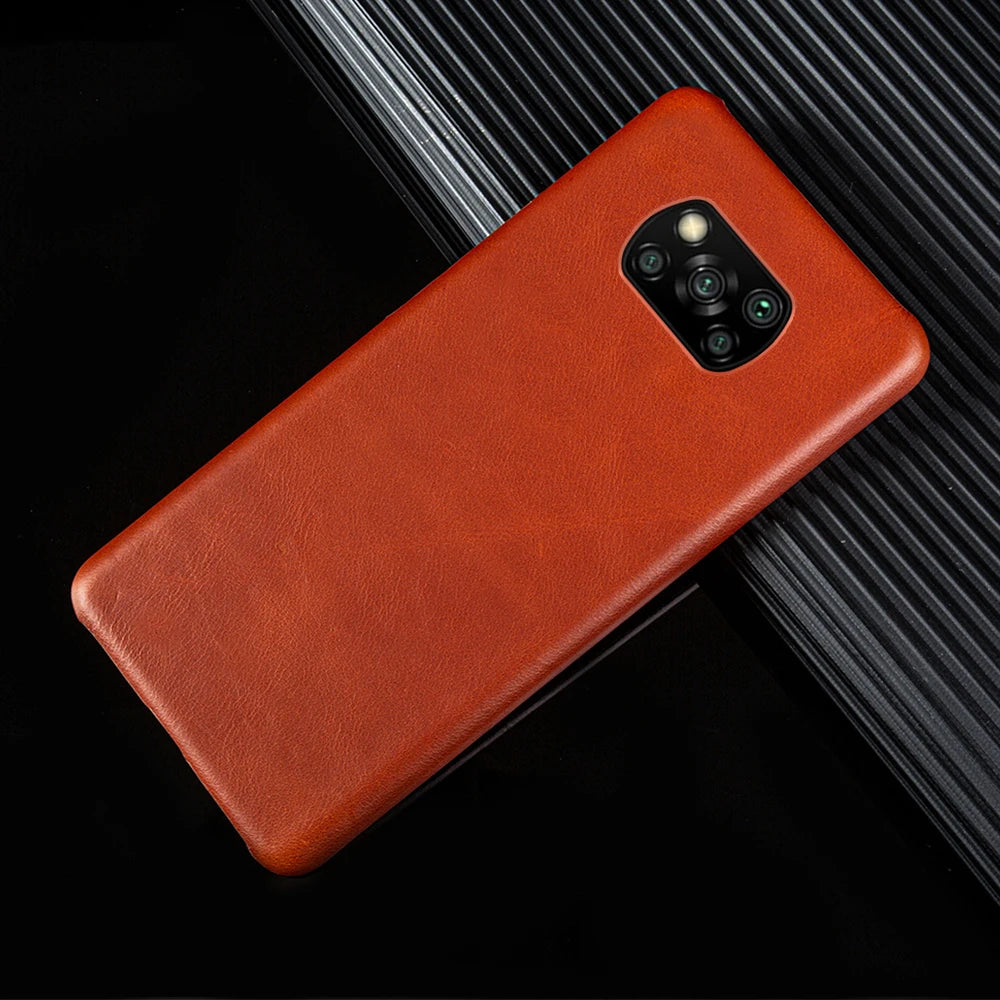 Genuine Leather Phone Case For Xiaomi Poco Series Cover Hand Made Oil Wax Pattern X3 X4 M3 M4 M5 F1 F2 F3 F3GT F4 F4GT C40 C50