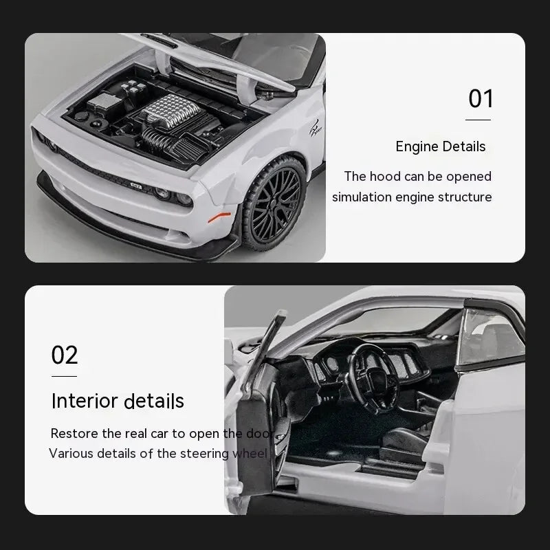 1：32Die-cast Metal Dodge Challenger Toy Car Simulation Model Can Light Up Can Drive Boring Boy's Gift Christmas Gift