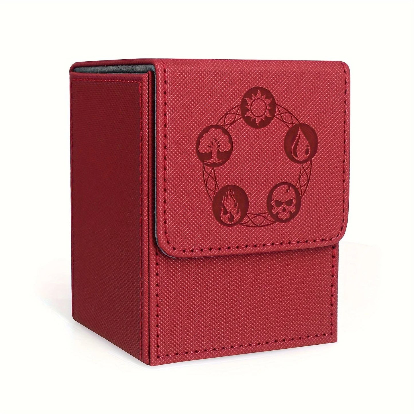 MTG Card Deck Box, Copyrighted Design，Fits 100+ Single Sleeved Cards, Magnetic Closure PU Leather Card Box for TCG Cards