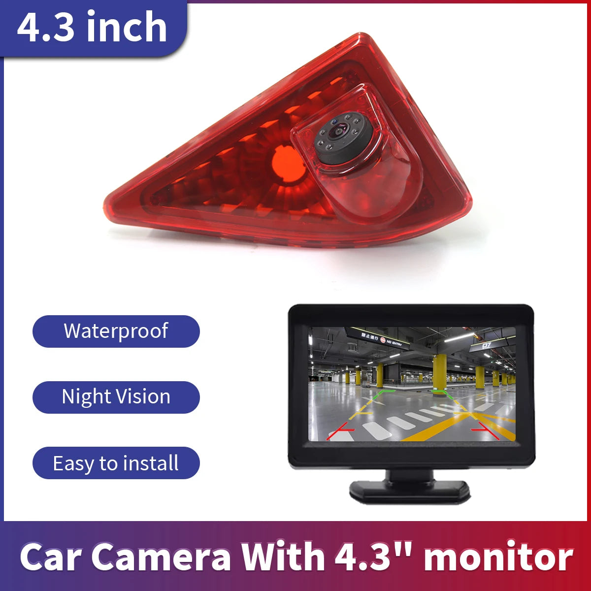 Car Brake Light Reverse Camera With 4.3-inch Desktop Monitor For Renault Master Nissan NV400 Opel Movano Vans 2010-2016
