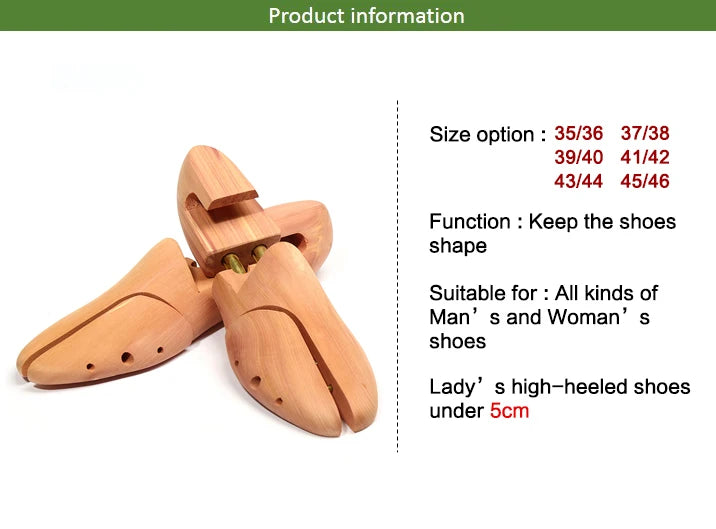 Men's and Women's Twin Tube Adjustable Red Cedar Shoe Tree Wood Shoe Tree