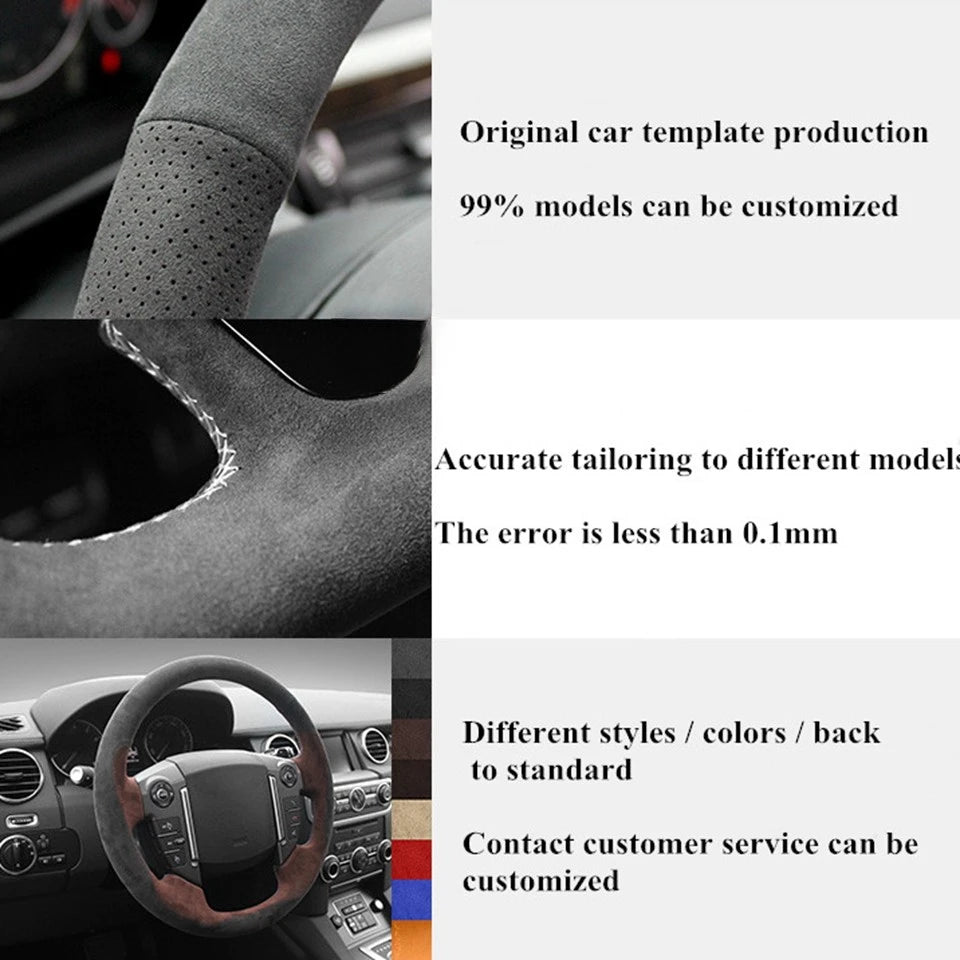 Car Steering Wheel Cover DIY Black Genuine Leather Suede For Mercedes Benz C200 C250 C300 Sport CLA220 B250 B260 A200 A250