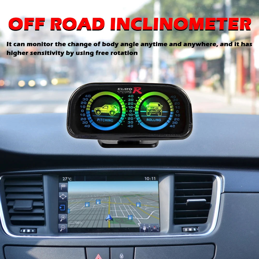 Inclinometer Clinometer Two-Barreled Backlight Car Angle Tilt Inclinometer Car Compass LED Inclinometer Off Road 4x4 Accessories